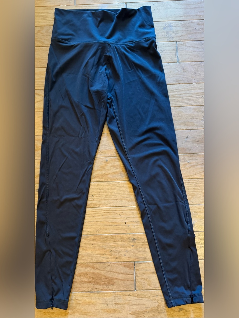 adidas Black High-Waist Performance Leggings with Zipper Ankles